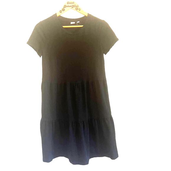 Gap Black T-shirt Baby Doll Ruffled Boho Chic Dress x Small - Picture 1 of 5